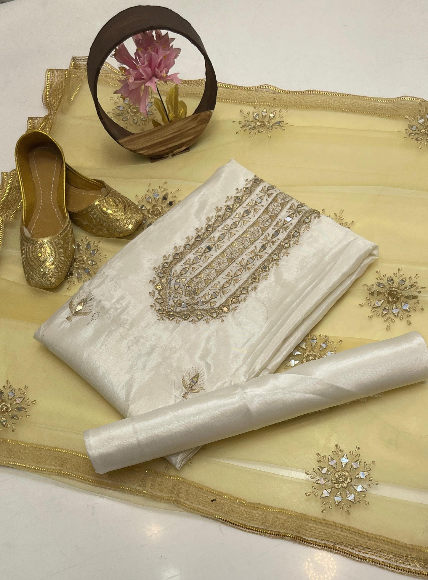 Katan Silk Mirror Work 4-Piece Suit