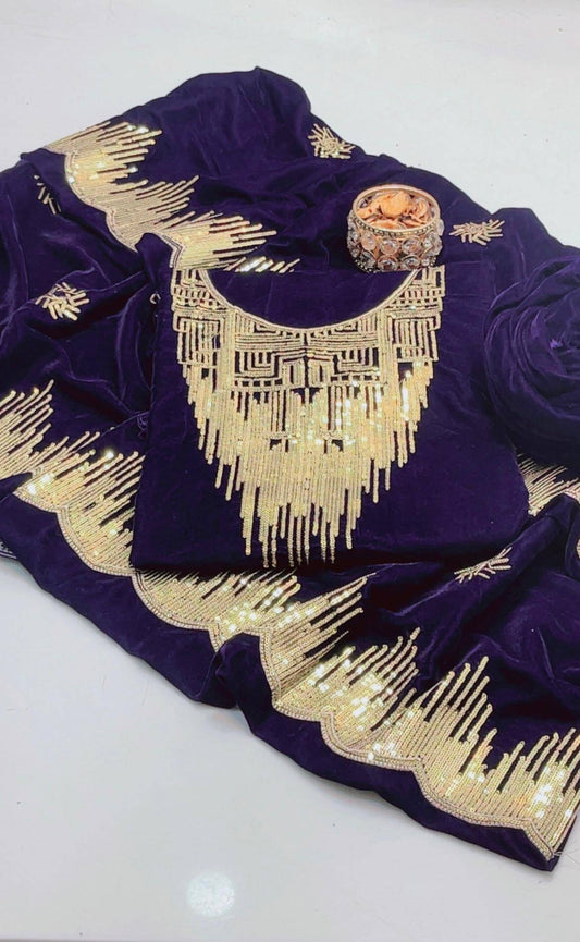 Embroidered Micro Velvet 3-Piece Suit 9000 Micro