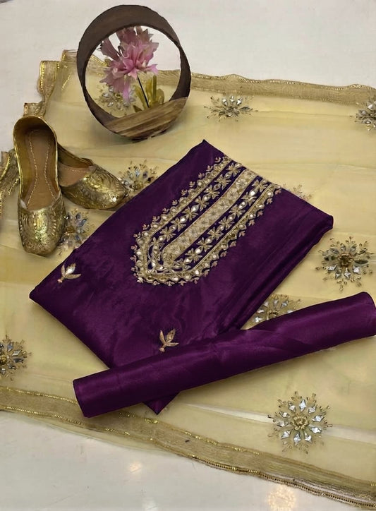 Katan Silk Mirror Work 4-Piece Suit
