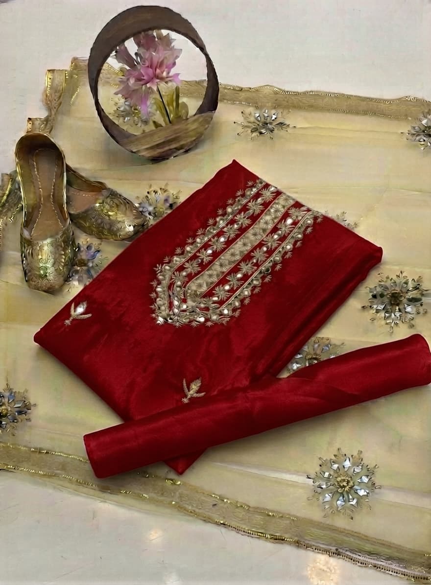 Katan Silk Mirror Work 4-Piece Suit