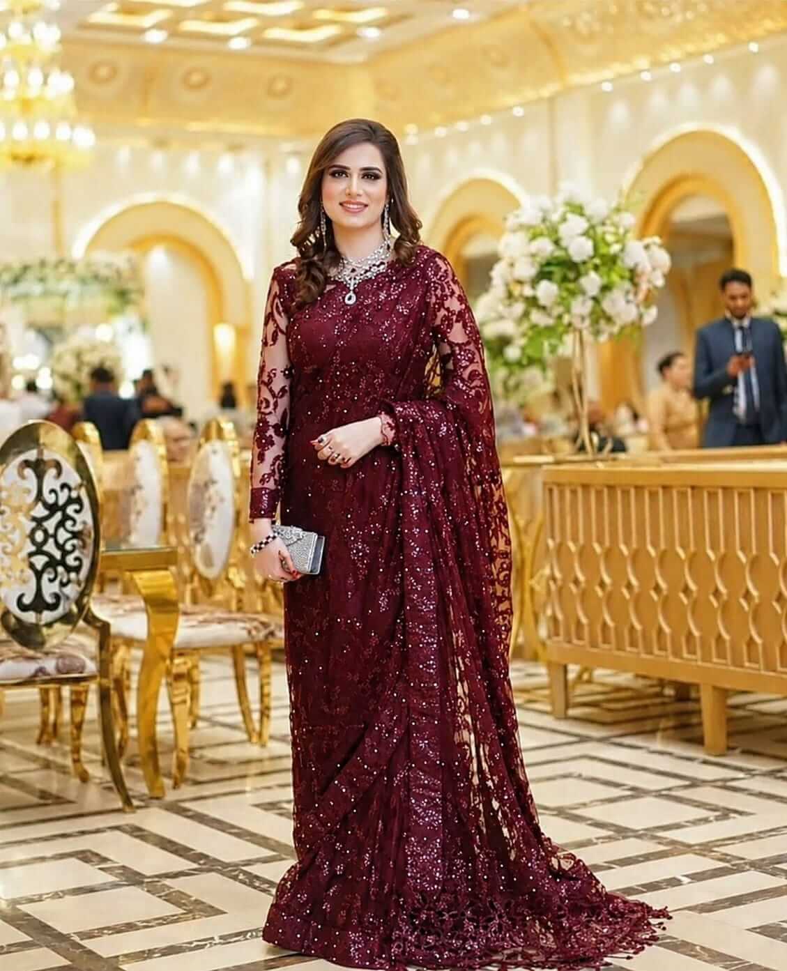 Heavy Embroidered Soft Net Saree
