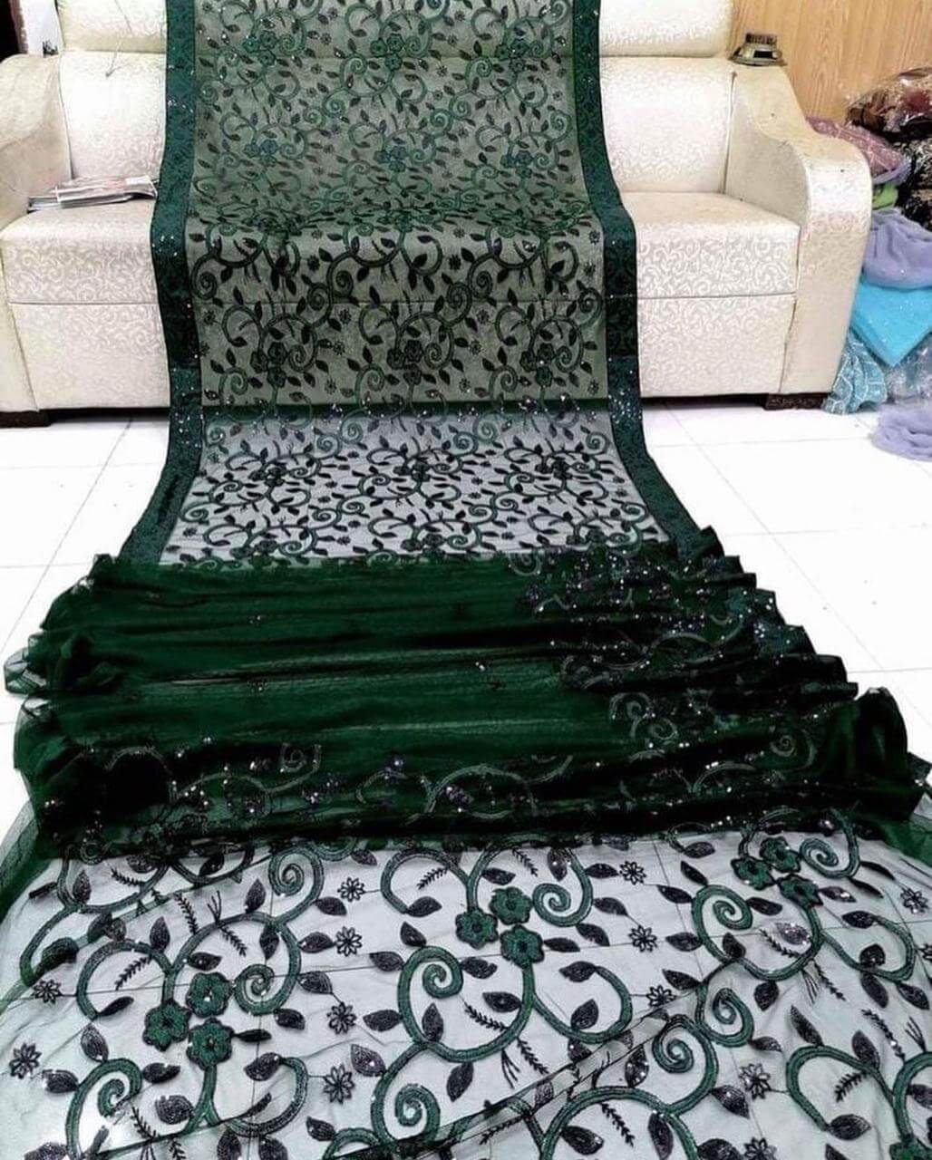 Heavy Embroidered Soft Net Saree
