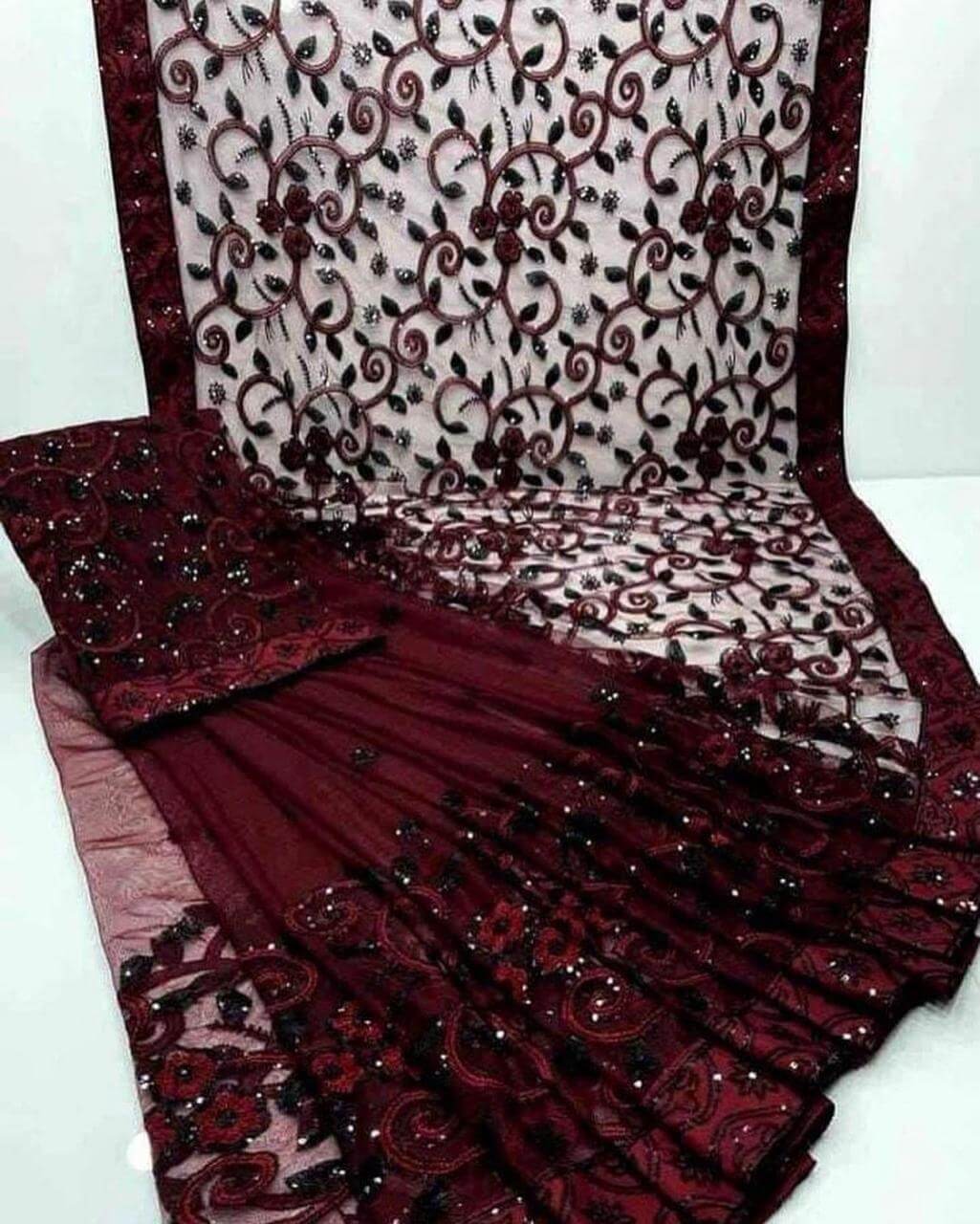 Heavy Embroidered Soft Net Saree