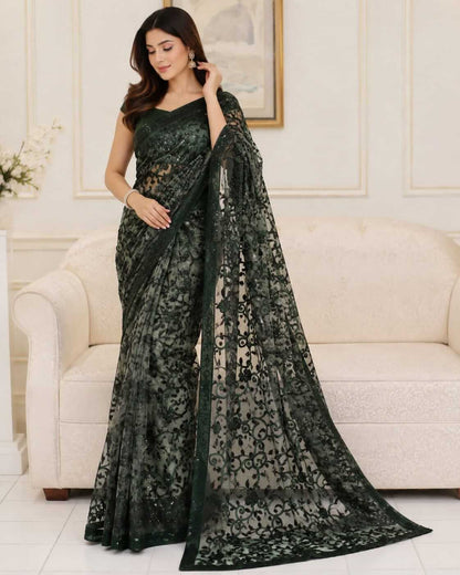 Heavy Embroidered Soft Net Saree