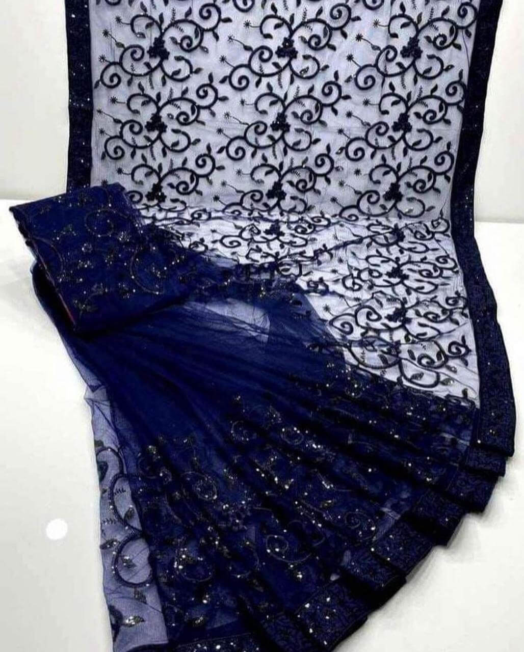 Heavy Embroidered Soft Net Saree