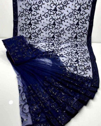 Heavy Embroidered Soft Net Saree