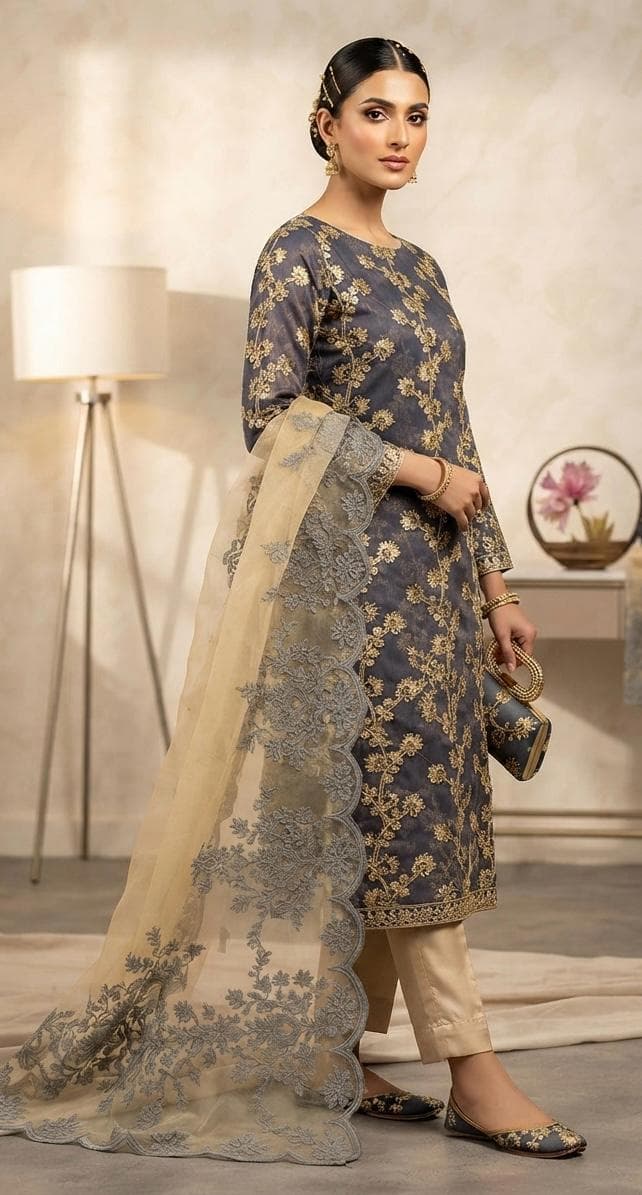 Cut Work fancy-embroidered-5-piece-suit