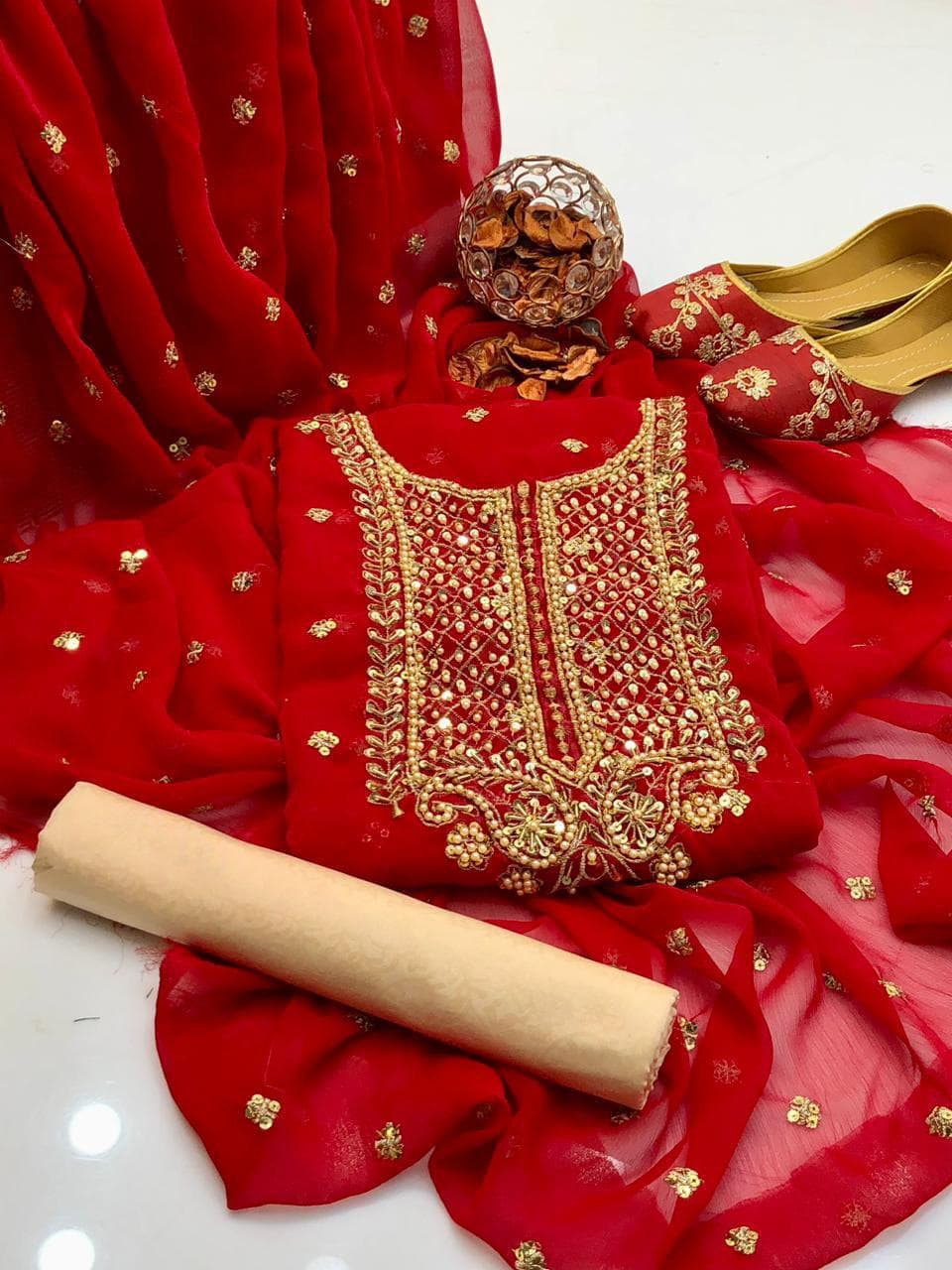 Premium Chiffon Embroidered 3-Piece Suit