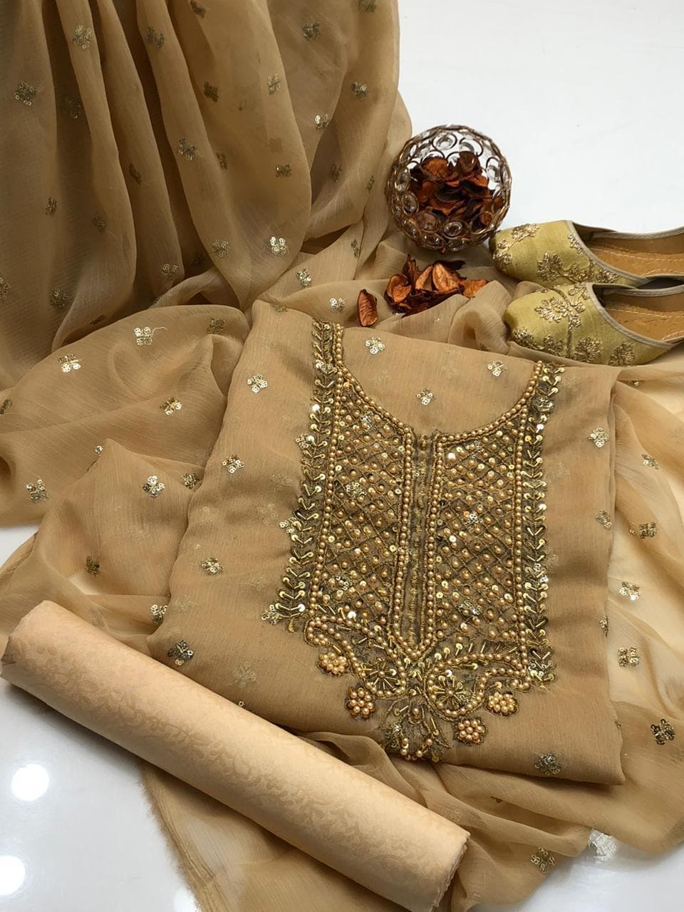 Premium Chiffon Embroidered 3-Piece Suit