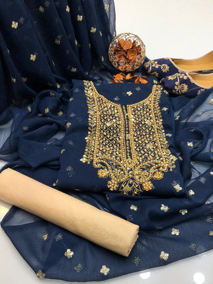 Premium Chiffon Embroidered 3-Piece Suit