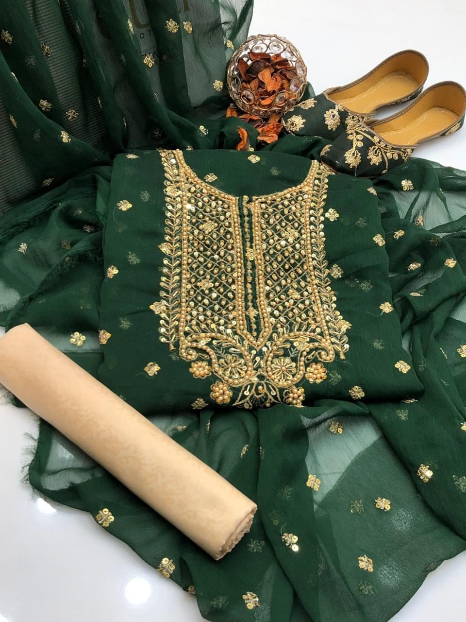 Premium Chiffon Embroidered 3-Piece Suit