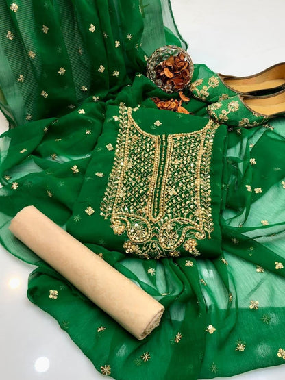 Premium Chiffon Embroidered 3-Piece Suit