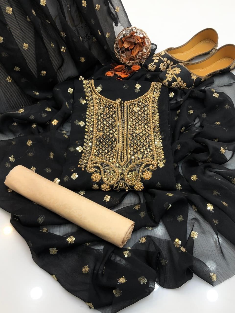 Premium Chiffon Embroidered 3-Piece Suit