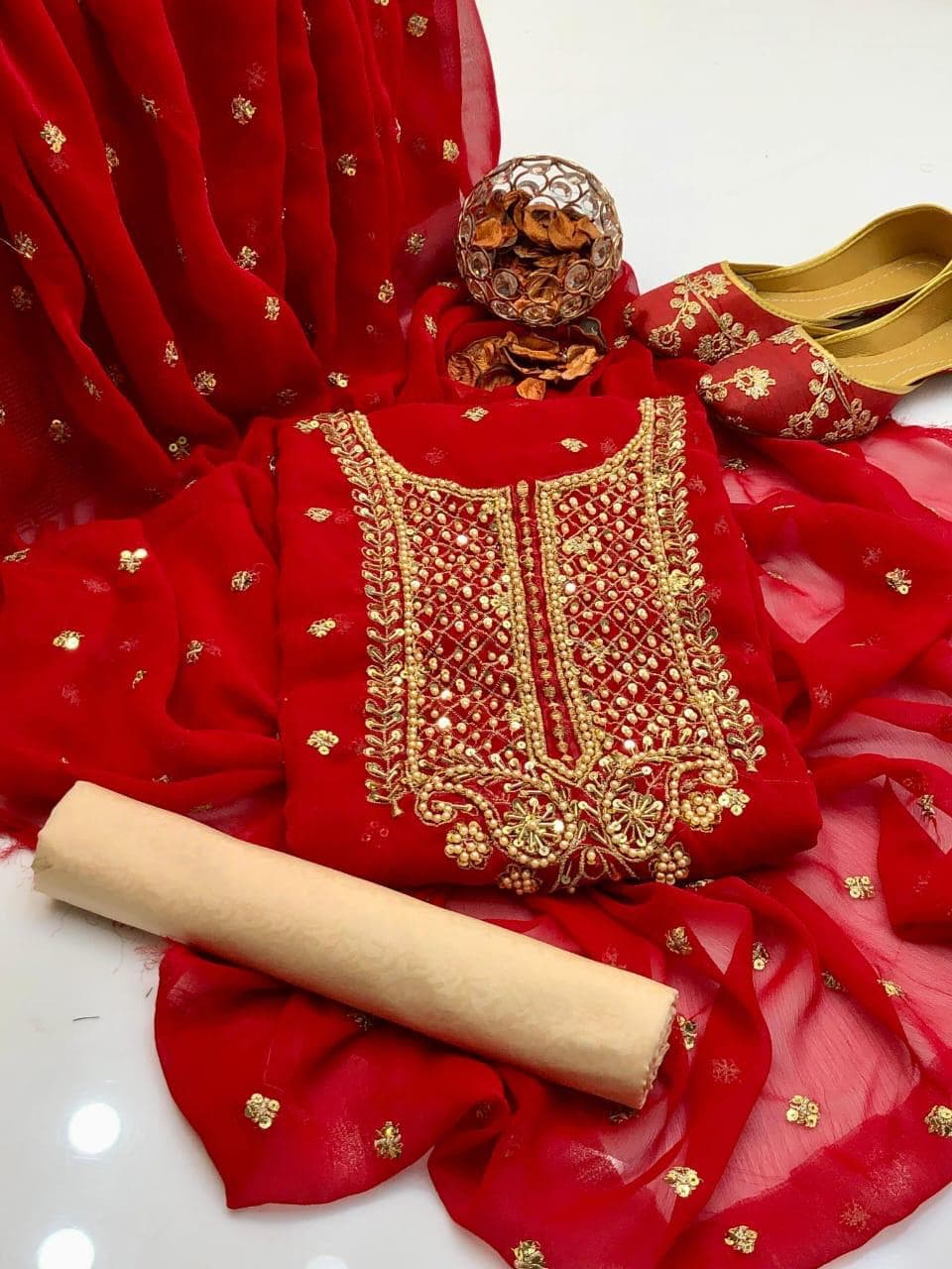 Premium Chiffon Embroidered 3-Piece Suit