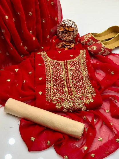 Premium Chiffon Embroidered 3-Piece Suit