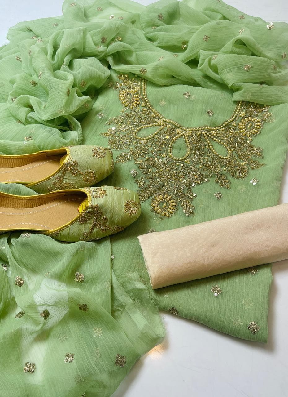 Soft Chiffon Boti Embroidered 4-Piece Suit