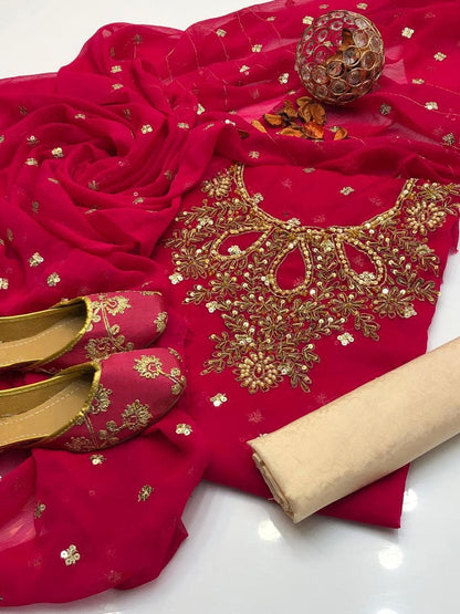 Soft Chiffon Boti Embroidered 4-Piece Suit