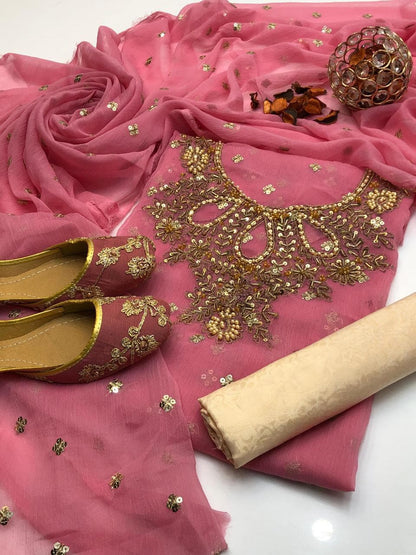 Soft Chiffon Boti Embroidered 4-Piece Suit