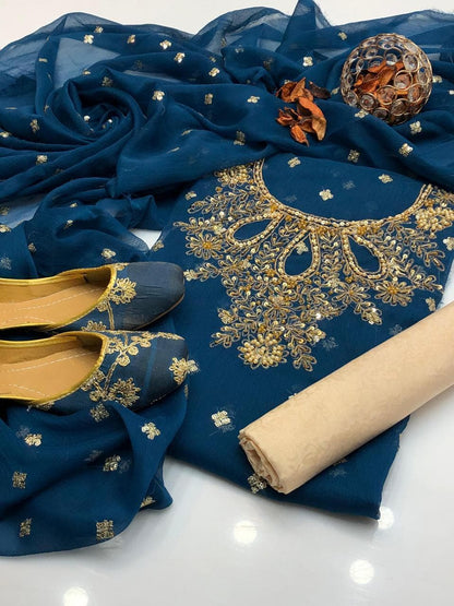 Soft Chiffon Boti Embroidered 4-Piece Suit