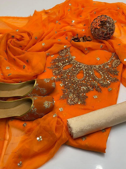 Soft Chiffon Boti Embroidered 4-Piece Suit