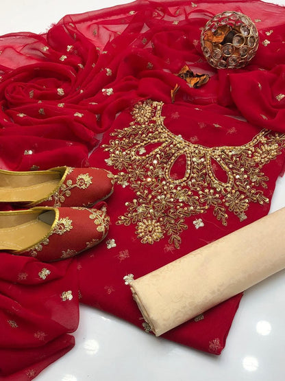 Soft Chiffon Boti Embroidered 4-Piece Suit