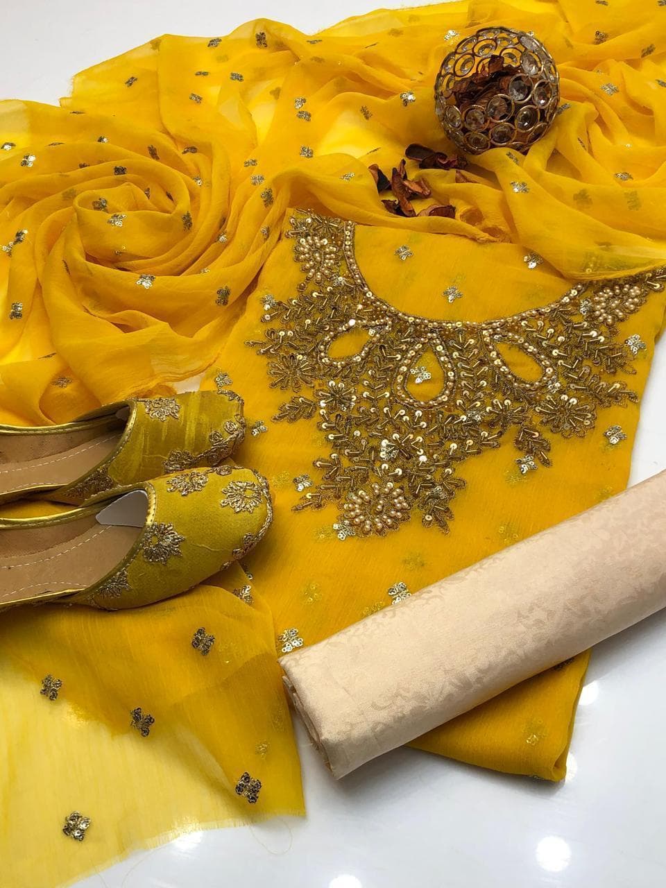 Soft Chiffon Boti Embroidered 4-Piece Suit