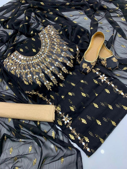 Chiffon Boti Mirror Work 4-Piece Suit