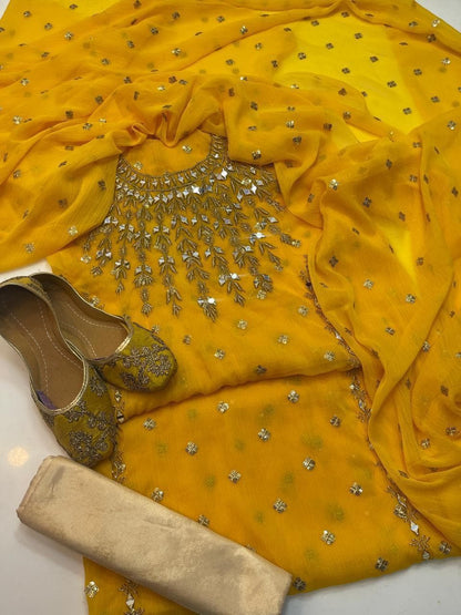 Chiffon Boti Mirror Work 4-Piece Suit