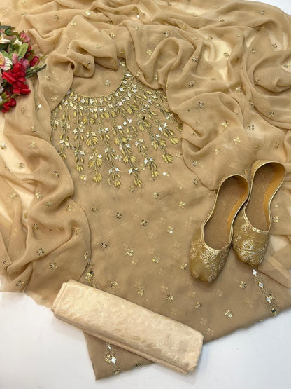 Chiffon Boti Mirror Work 4-Piece Suit