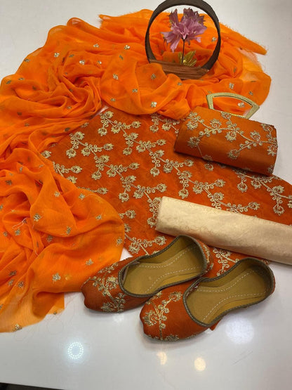 Fancy Chiffon Embroidered 5-Piece Suit
