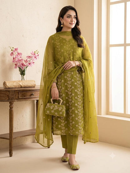 Fancy Chiffon Embroidered 5-Piece Suit