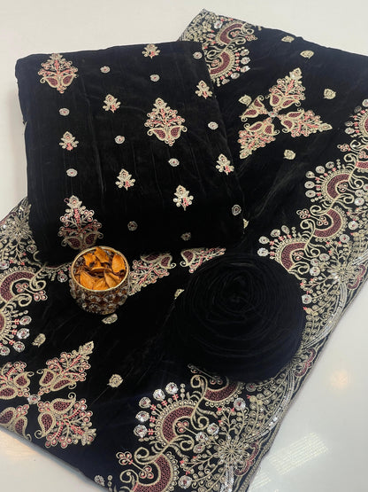 Embroidered Velvet 3-Piece Suit