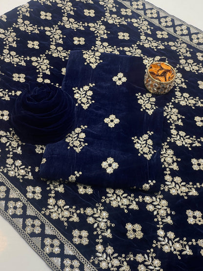 Embroidered Velvet 3-Piece Suit
