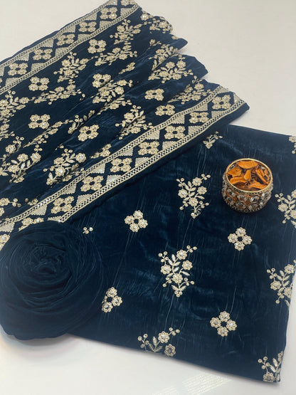 Embroidered Velvet 3-Piece Suit