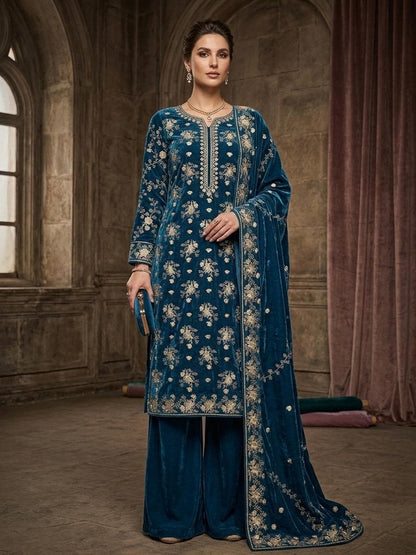 Embroidered Velvet 3-Piece Suit