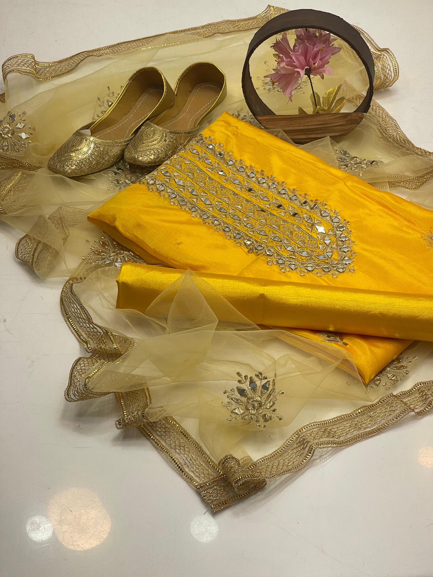 Katan Silk Mirror Work 4-Piece Suit