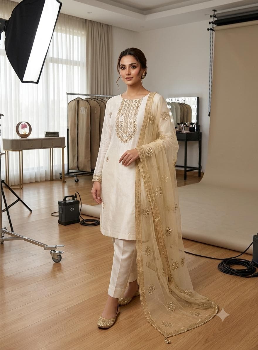 Katan Silk Mirror Work 4-Piece Suit