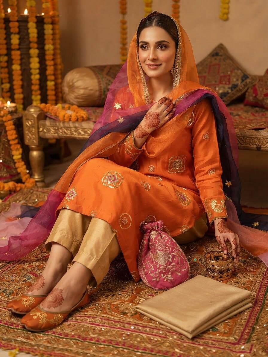 Silky Embroidered 5-Piece Fancy Suit
