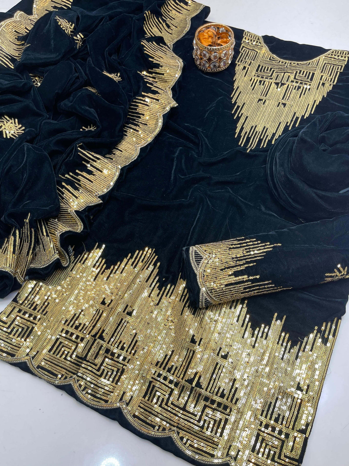 Embroidered Micro Velvet 3-Piece Suit 9000  Micro