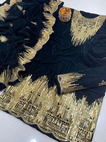 Embroidered Micro Velvet 3-Piece Suit 9000  Micro
