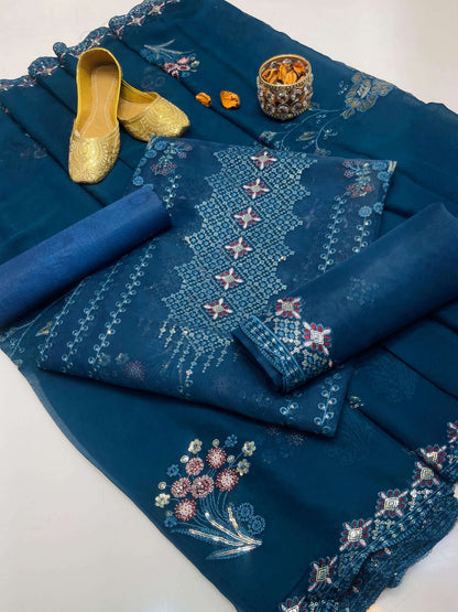 Organza Embroidered 4-Piece Suit