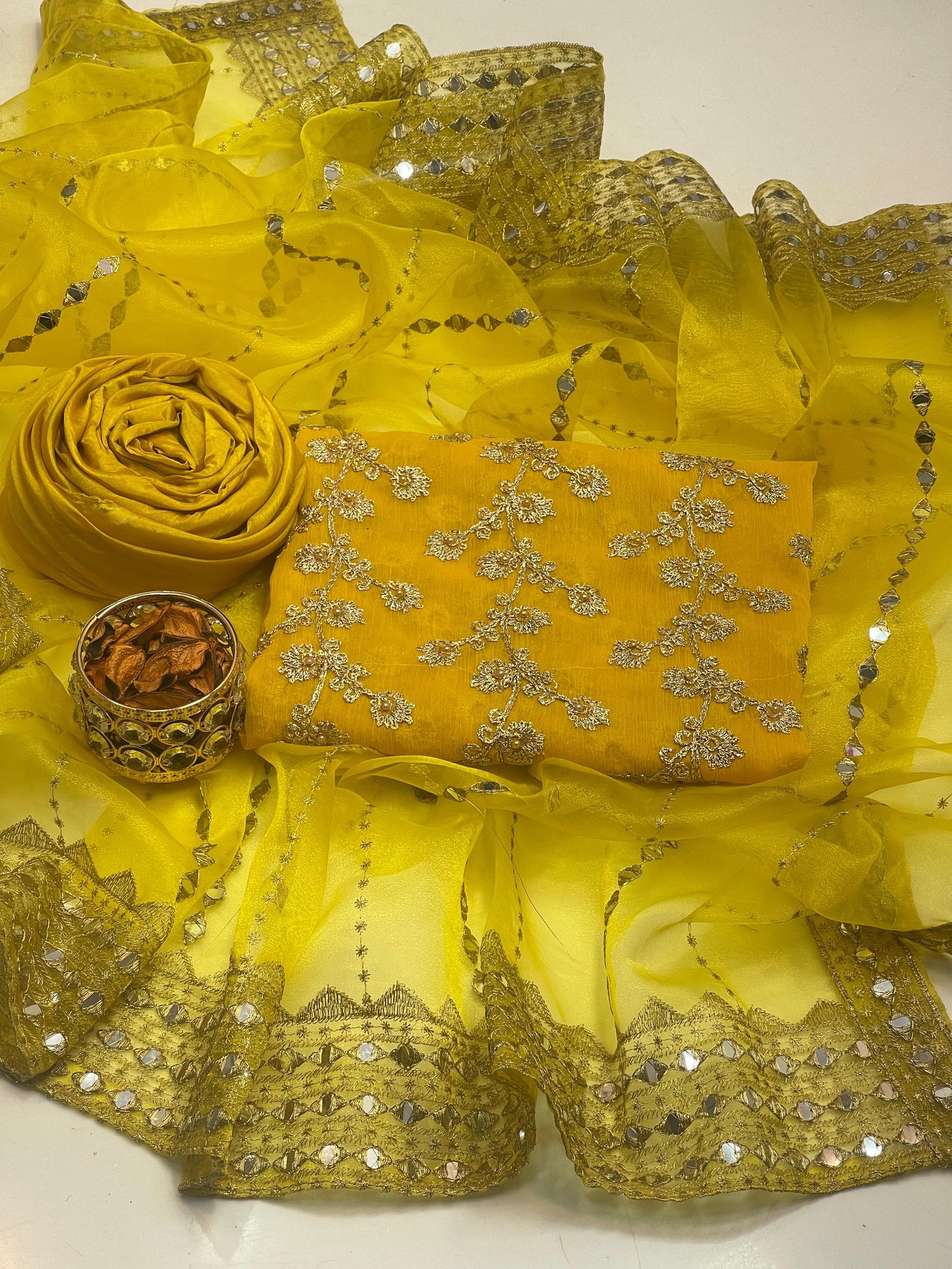 Chiffon Beaded Embroidered 3-Piece Unstitch Suit