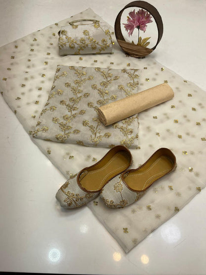 Fancy Chiffon Embroidered 5-Piece Suit