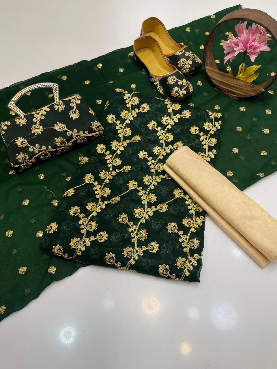 Fancy Chiffon Embroidered 5-Piece Suit