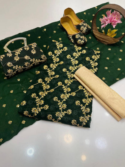 Fancy Chiffon Embroidered 5-Piece Suit