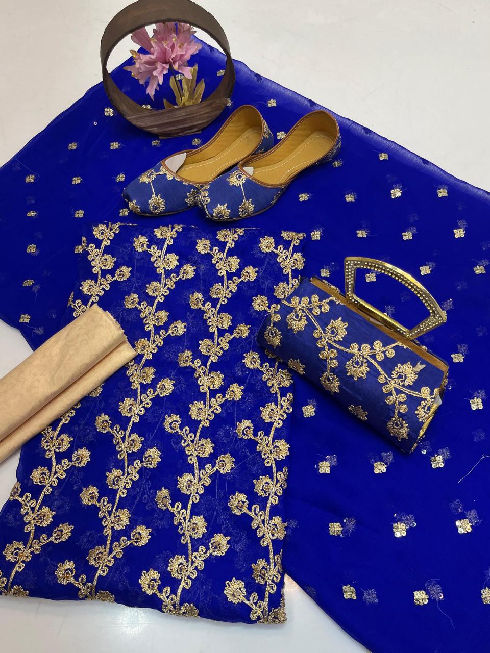 Fancy Chiffon Embroidered 5-Piece Suit
