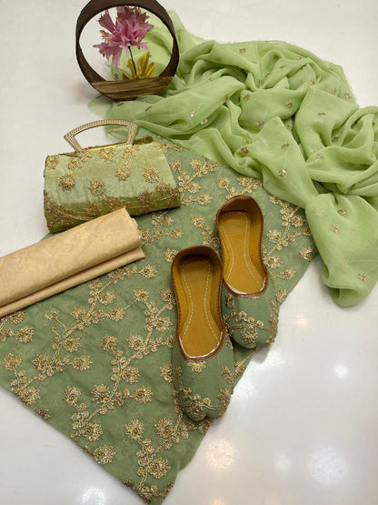 Fancy Chiffon Embroidered 5-Piece Suit