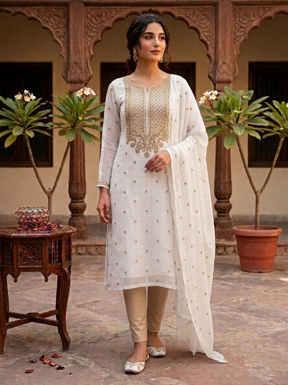 Premium Chiffon Embroidered 3-Piece Suit